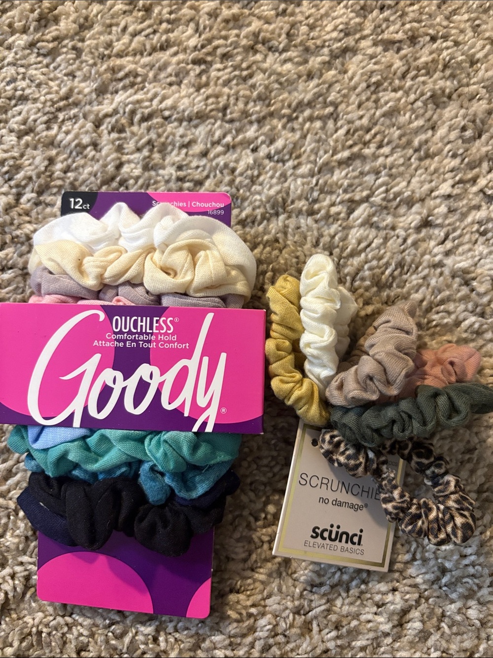 Cream & Multicolor Scrunchie Pack - 18 Count Total